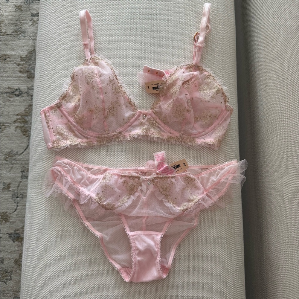 Victoria's Secret Pink Lace Bra and Panty Set